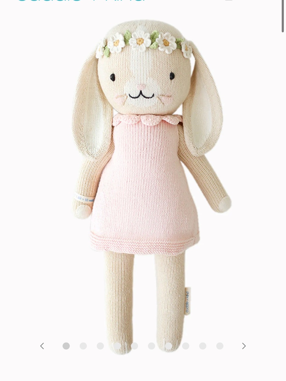 Cuddle + Kind Hannah Bunny 13” Plush in Blush UNUSED